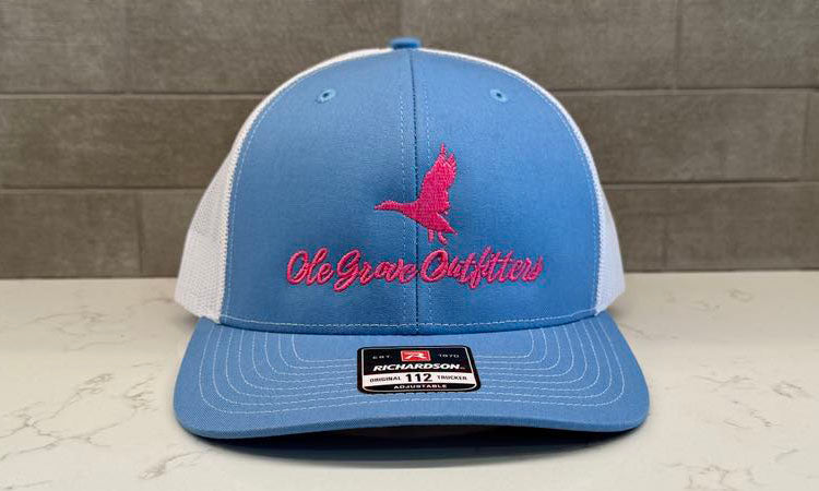 Ole Grove Outfitters Hat - 112 Richardson Snapback Columbia Blue/White