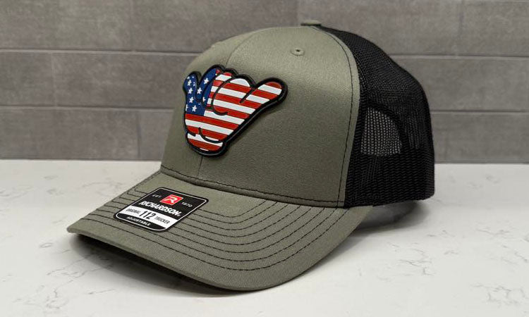 USA Flag PVC Patch Hang Loose - 112 Snapback Loden Green/Black