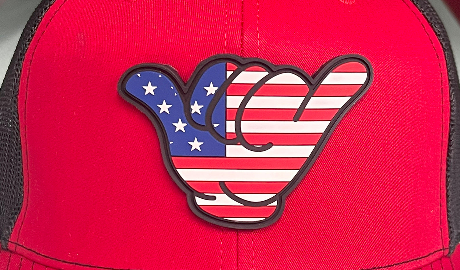 USA Flag PVC Patch Hang Loose - R112 Snapback Red/Black – Myrtle Beach Hats™