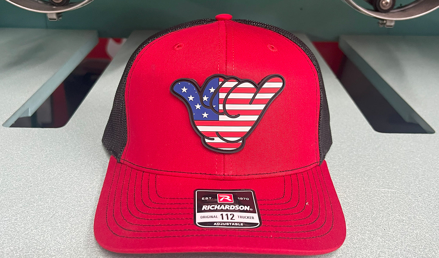 USA Flag PVC Patch Hang Loose - R112 Snapback Red/Black