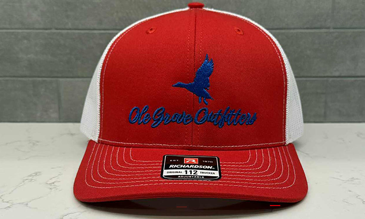 Ole Grove Outfitters Hat - 112 Richardson Snapback Red/White