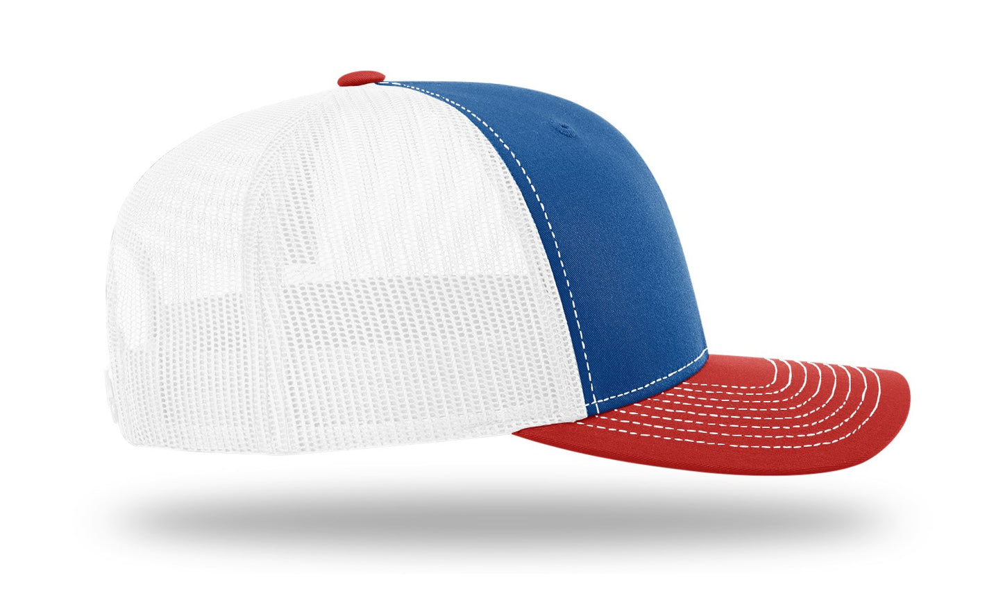 Richardson 112 Mesh Snapback Trucker Caps - Royal Blue/White/Red