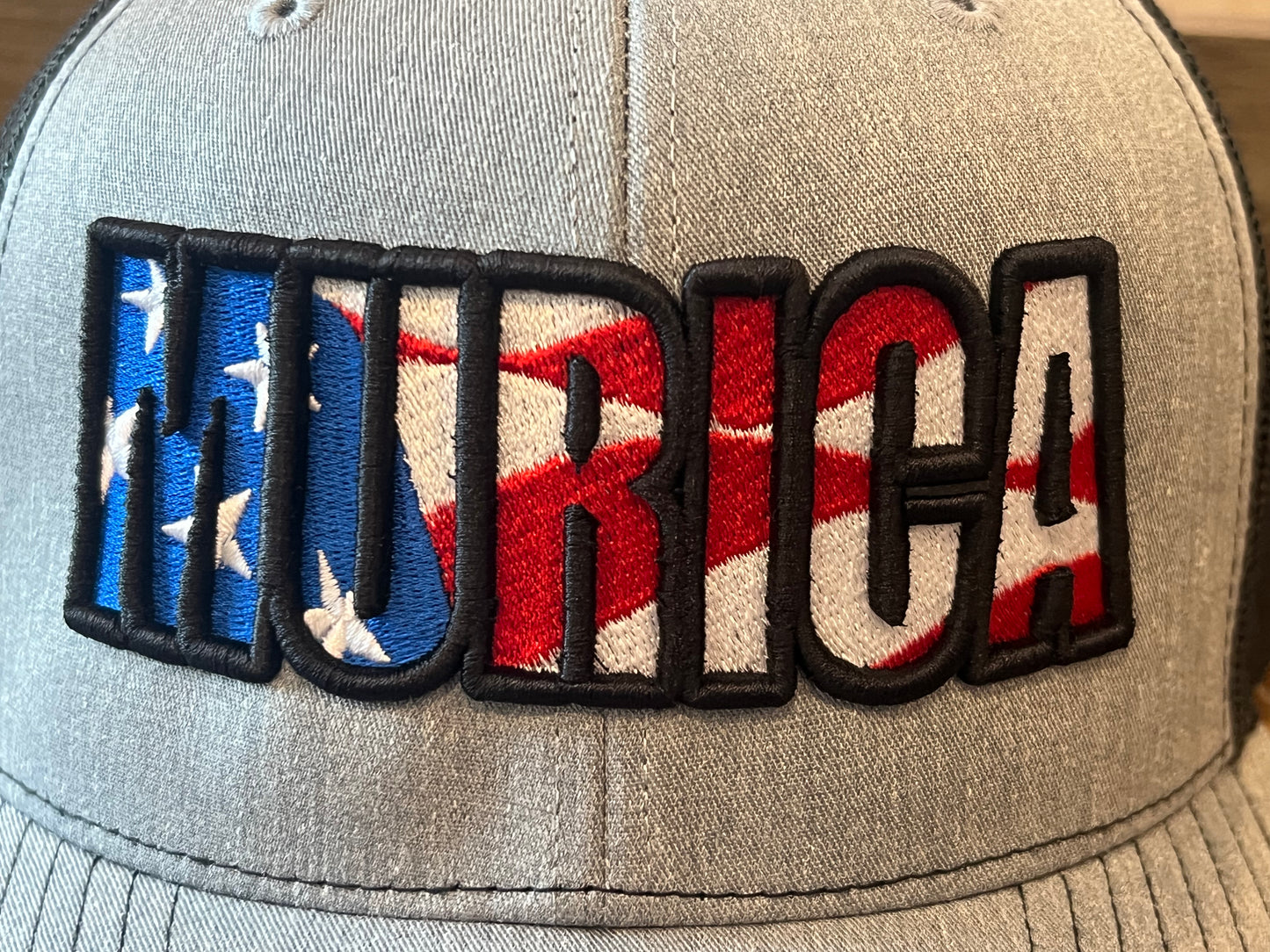 American Flag "MURICA" - Richardson 112 Heather Gray/Black