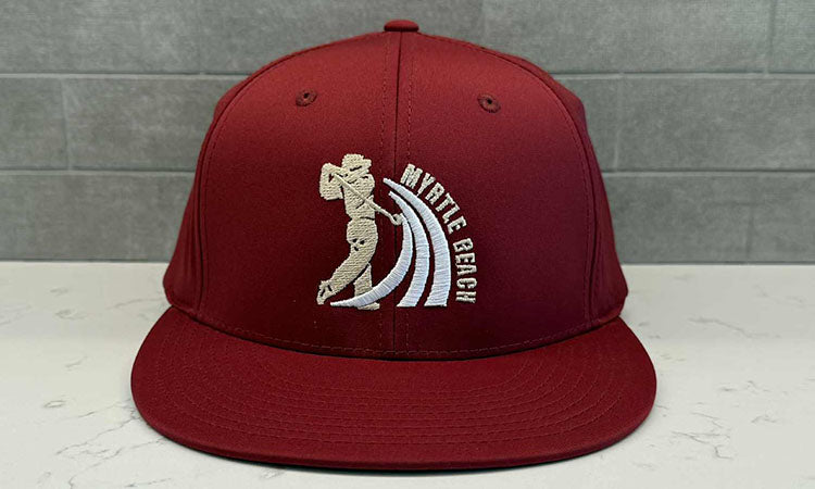 Myrtle Beach Golf Hat - Richardson PTS30 Burgundy Gold/White