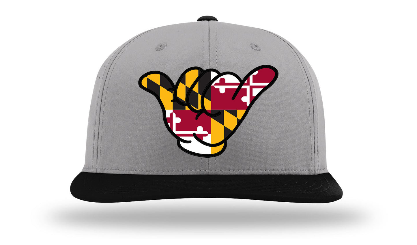 Hang Loose Hand Maryland State Flag - PTS30 Gray/Black