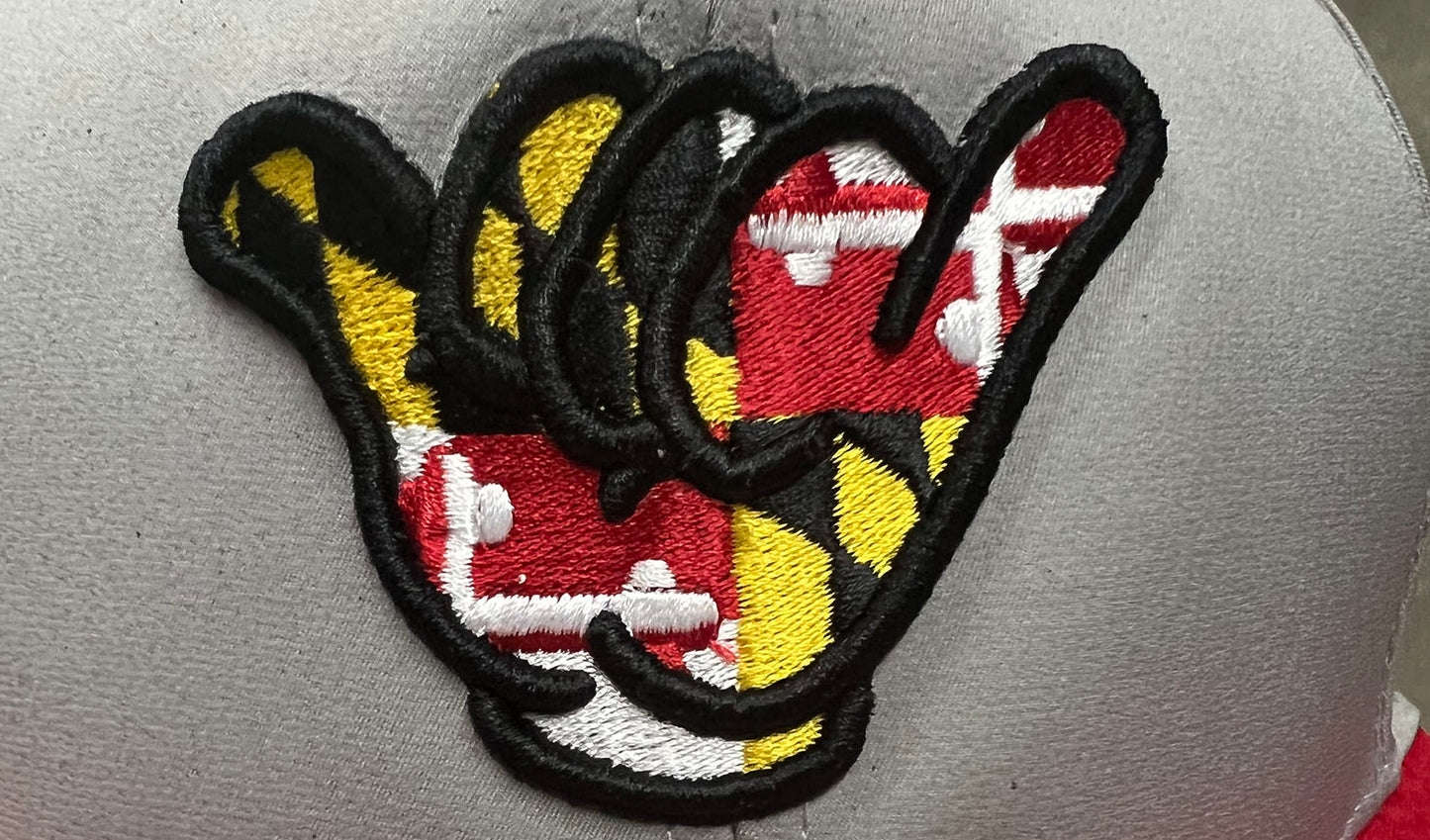 Hang Loose Hand Maryland State Flag - PTS30 Gray/Black