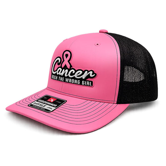 Cancer Picked Wrong Girl - Richardson 112 Pink/Black Hat