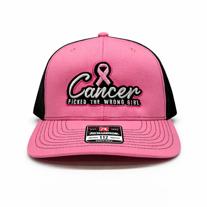 Cancer Picked Wrong Girl - Richardson 112 Pink/Black Hat