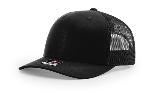 Richardson 112 Mesh Snapback Trucker Caps - BLACK