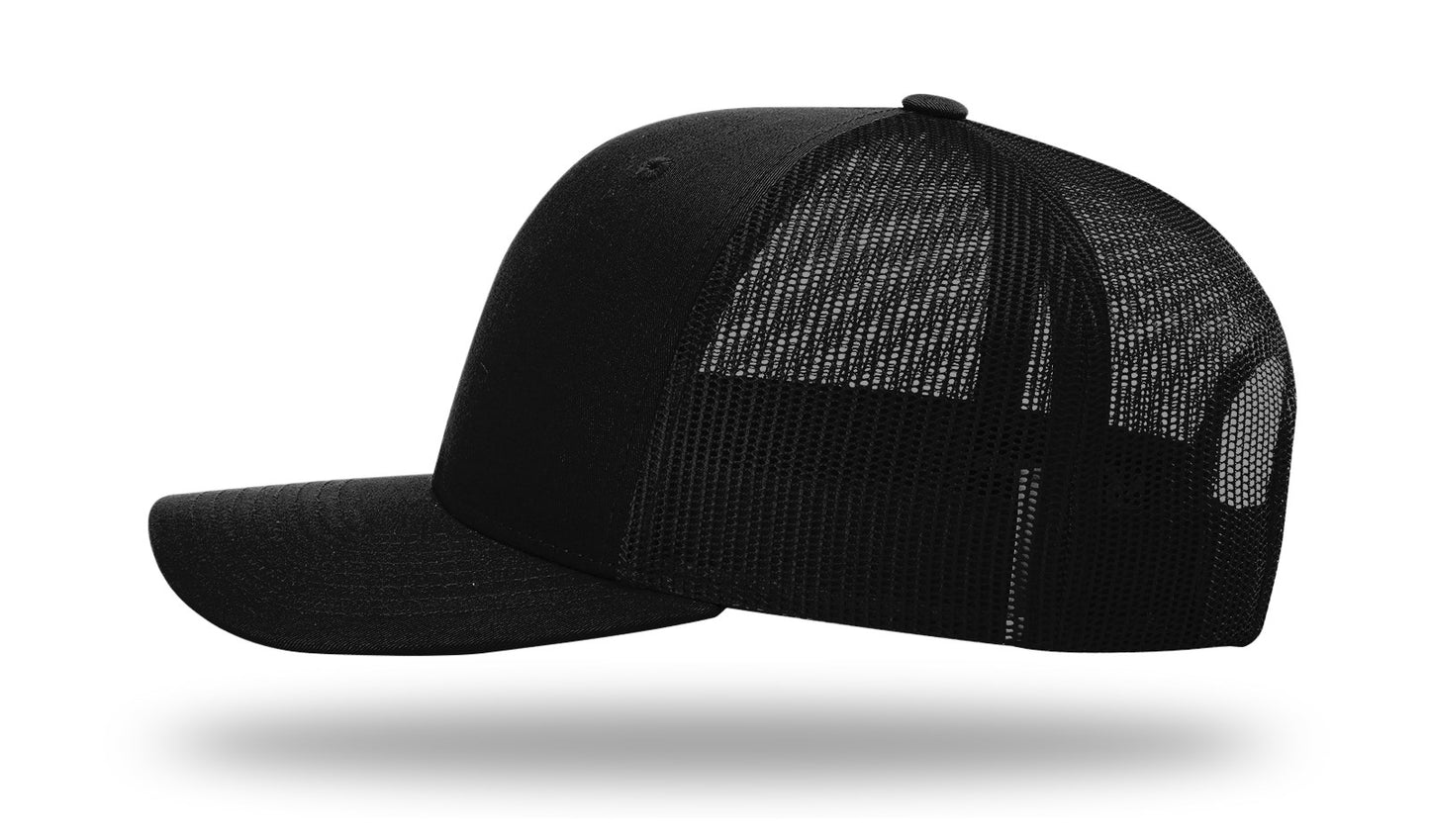 Richardson 112 Mesh Snapback Trucker Caps - BLACK