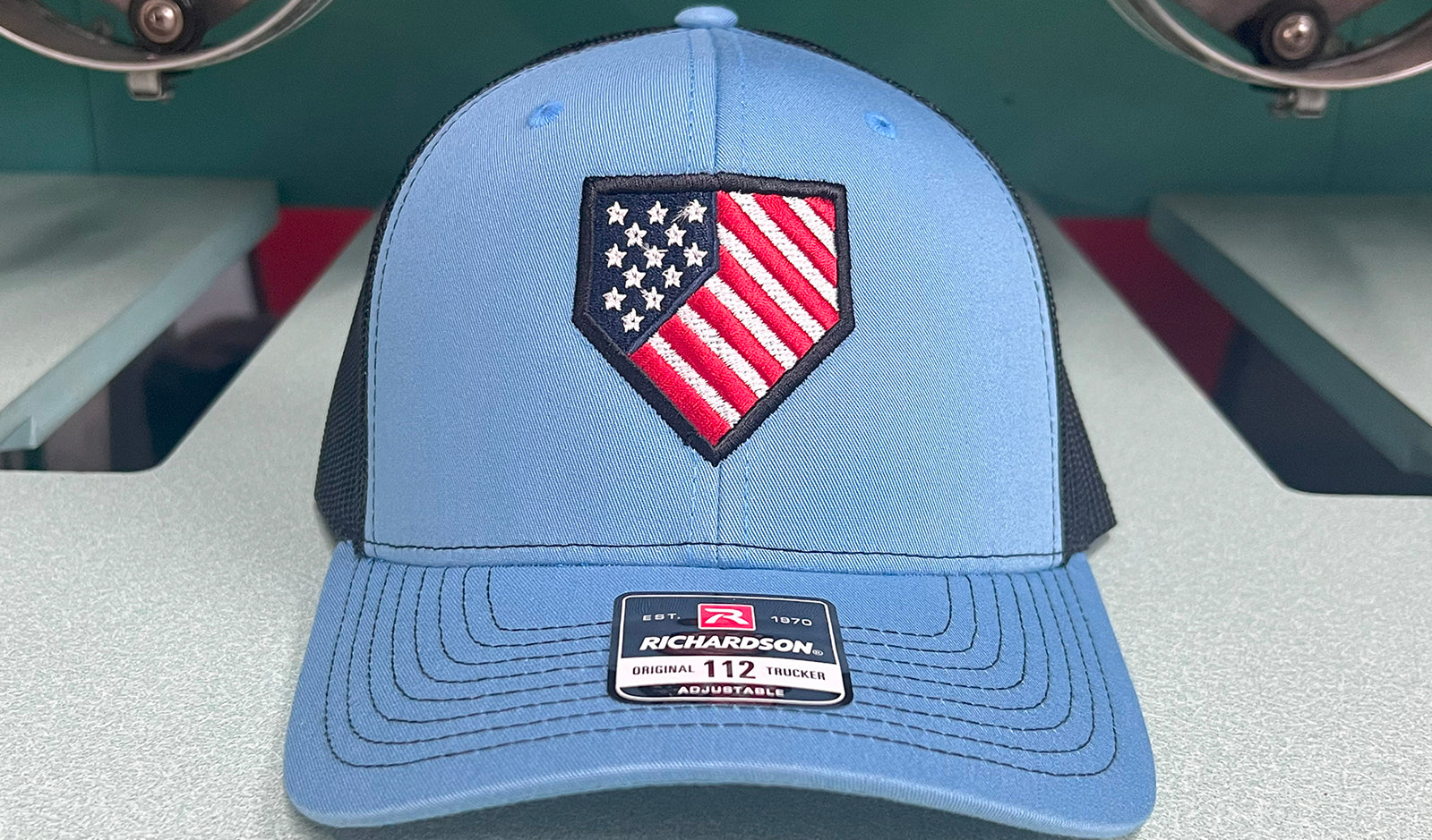 Homeplate USA Flag - R112 Columbia Blue/Black – Myrtle Beach Hats™