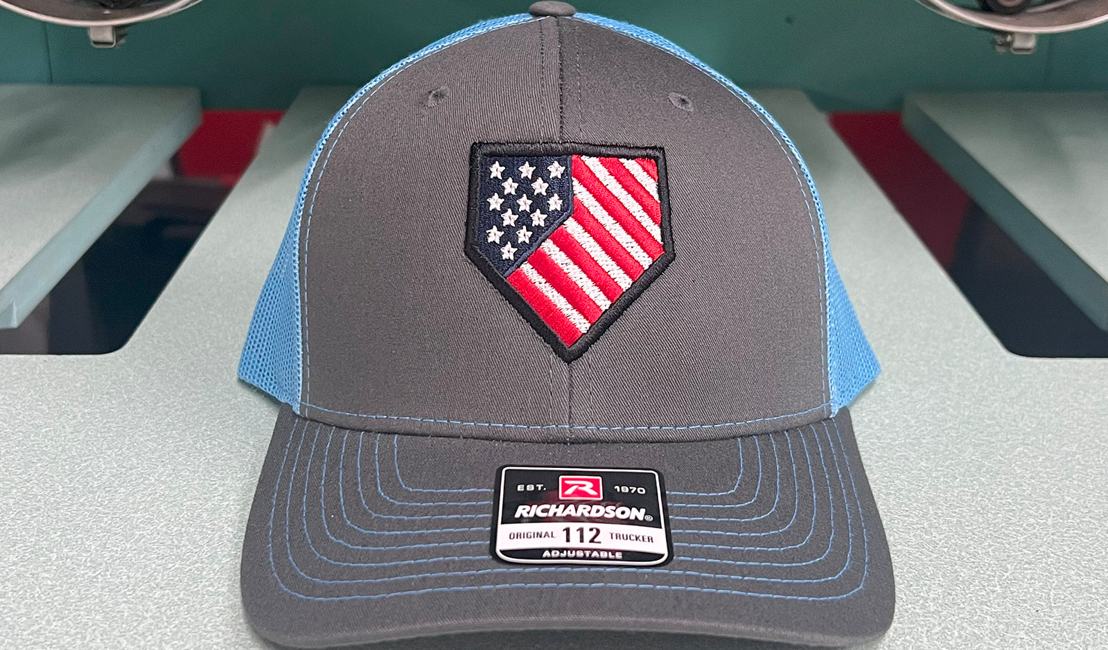 Homeplate USA Flag - R112 Charcoal/Columbia Blue – Myrtle Beach Hats™