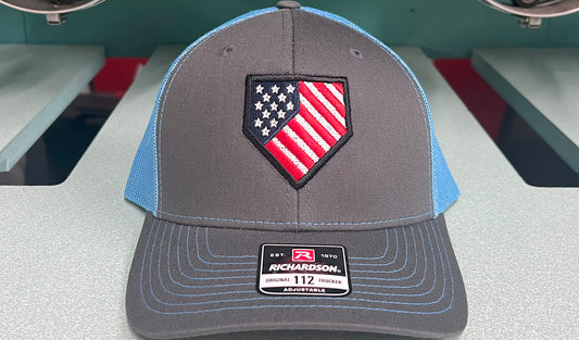 Homeplate USA Flag - R112 Charcoal/Columbia Blue