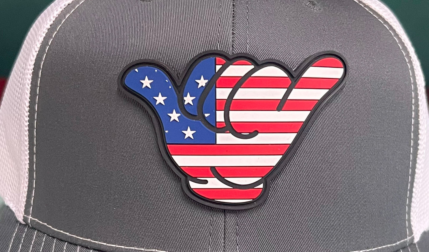 USA Flag PVC Patch Hang Loose - R112 Snapback Charcoal/White