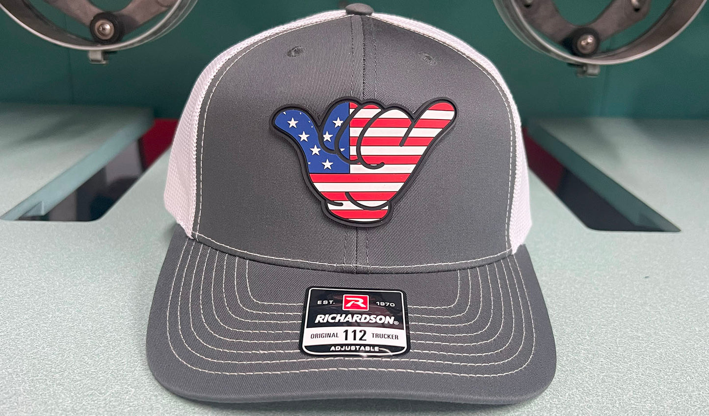 USA Flag PVC Patch Hang Loose - R112 Snapback Charcoal/White