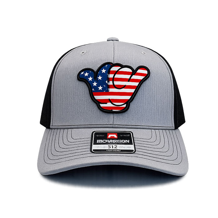 USA Flag PVC Patch Hang Loose - R112 Snapback Heather Gray/Black