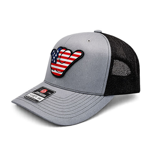 USA Flag PVC Patch Hang Loose - R112 Snapback Heather Gray/Black