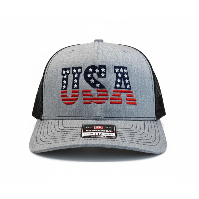 USA Hat - Richardson 112 Snaback Heather Gray/Black