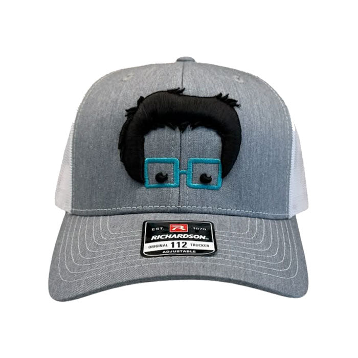 The NERD hat - Richardson 112 Snapback Heather Gray/White 3d PUFF HAIR