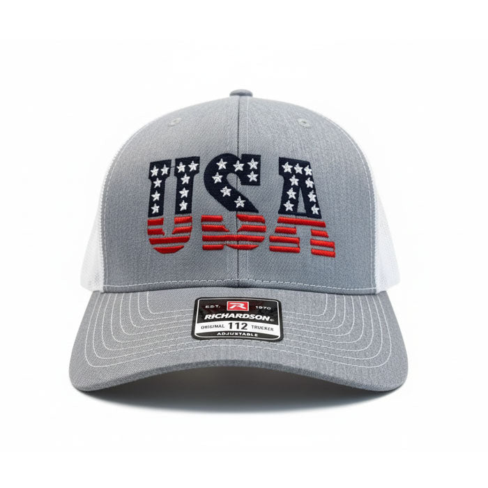 USA Hat - Richardson 112 Snaback Heather Gray/White