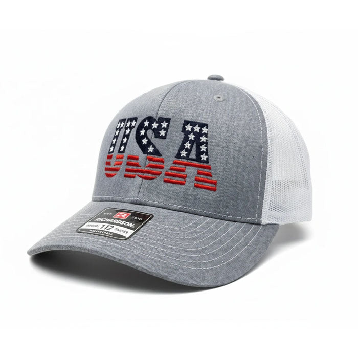 USA Hat - Richardson 112 Snaback Heather Gray/White