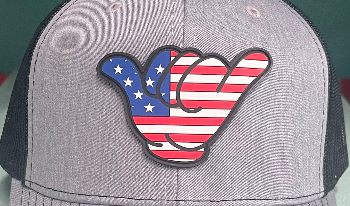 USA Flag PVC Patch Hang Loose - R112 Snapback Heather Black/Black