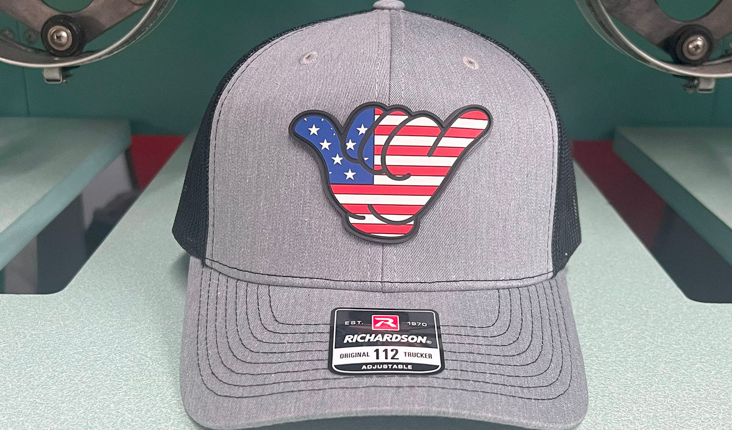 USA Flag PVC Patch Hang Loose - R112 Snapback Heather Black/Black