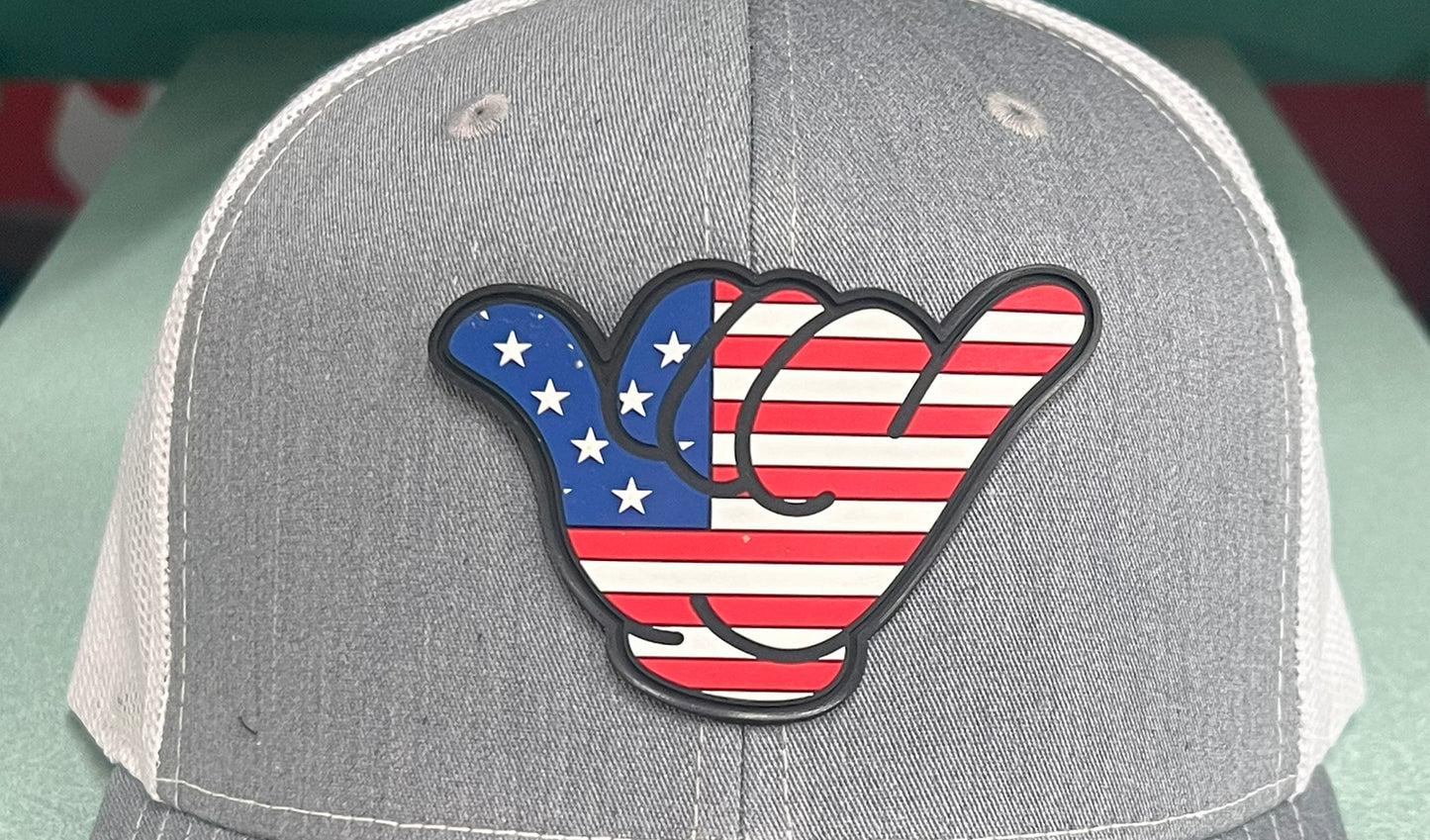 USA Flag PVC Patch Hang Loose - R112 Snapback Heather Gray/White