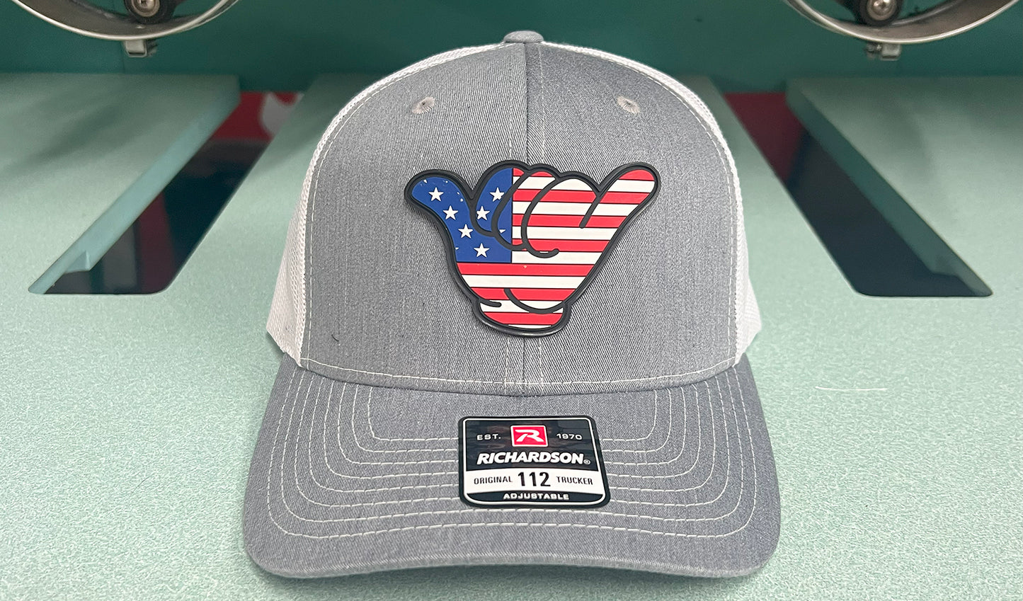 USA Flag PVC Patch Hang Loose - R112 Snapback Heather Gray/White