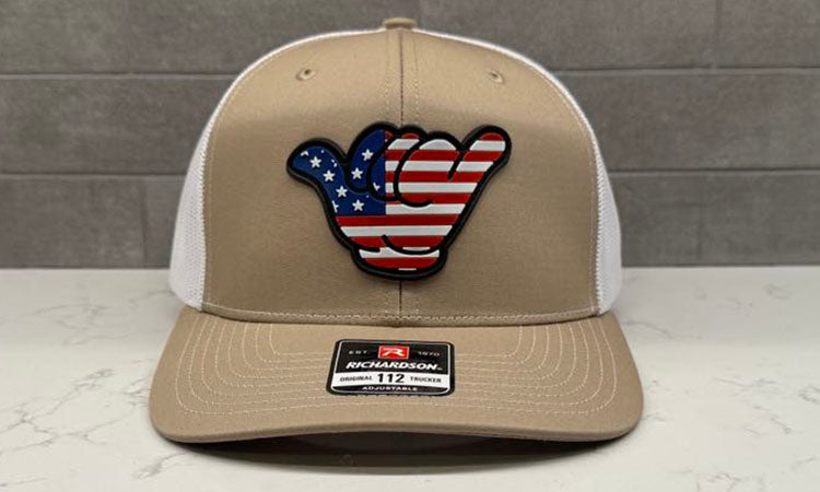USA Flag PVC Patch Hang Loose - 112 Snapback Khaki/White