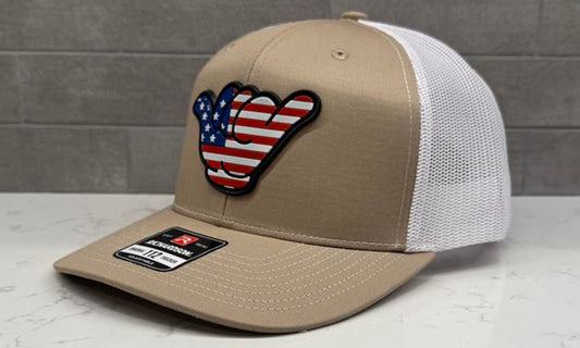 USA Flag PVC Patch Hang Loose - 112 Snapback Khaki/White