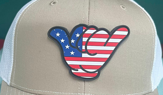 USA Flag PVC Patch Hang Loose - R112 Snapback Khaki/White