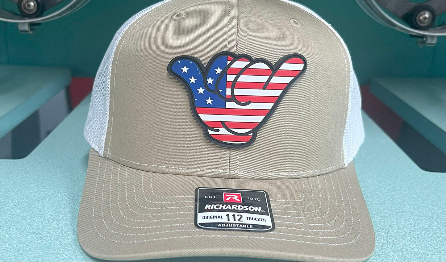 USA Flag PVC Patch Hang Loose - R112 Snapback Khaki/White