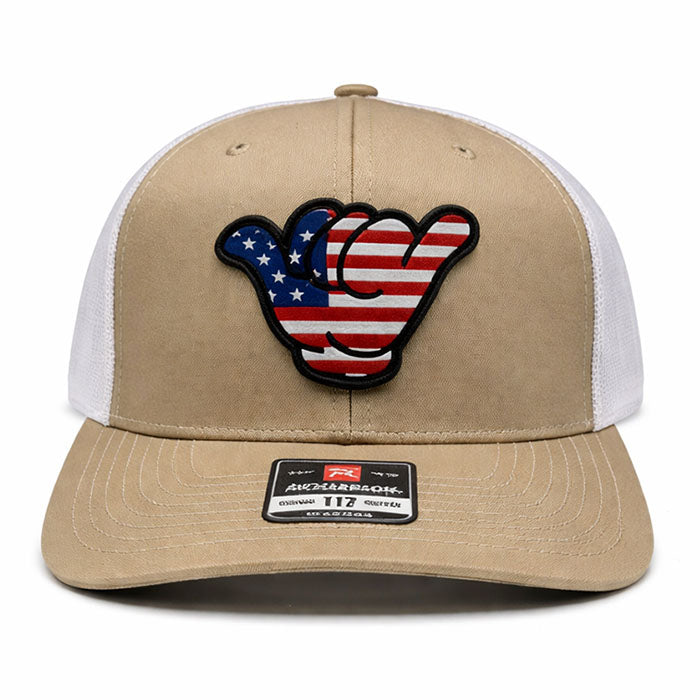 USA Flag PVC Patch Hang Loose - 112 Snapback Khaki/White