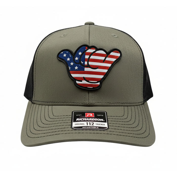 USA Flag PVC Patch Hang Loose - 112 Snapback Loden Green/Black