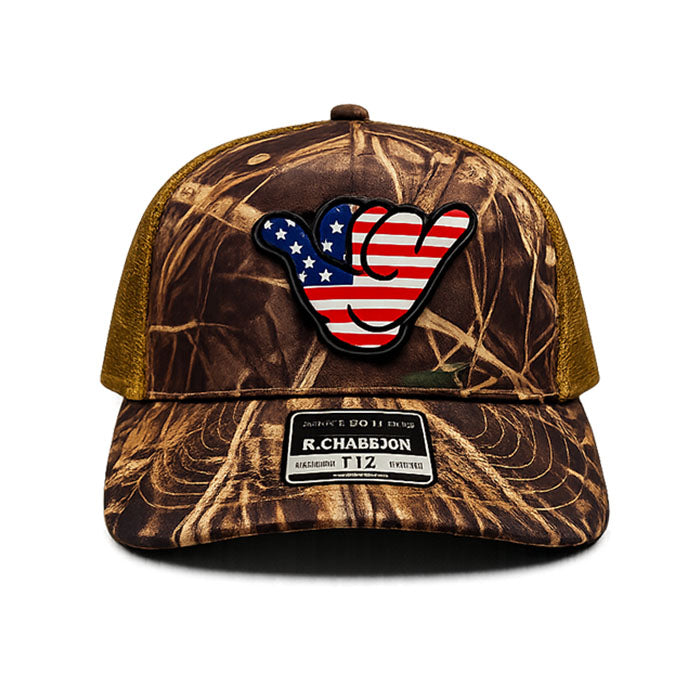USA Flag PVC Patch Hang Loose - R112 Snapback Realtree Max-7/ Buck