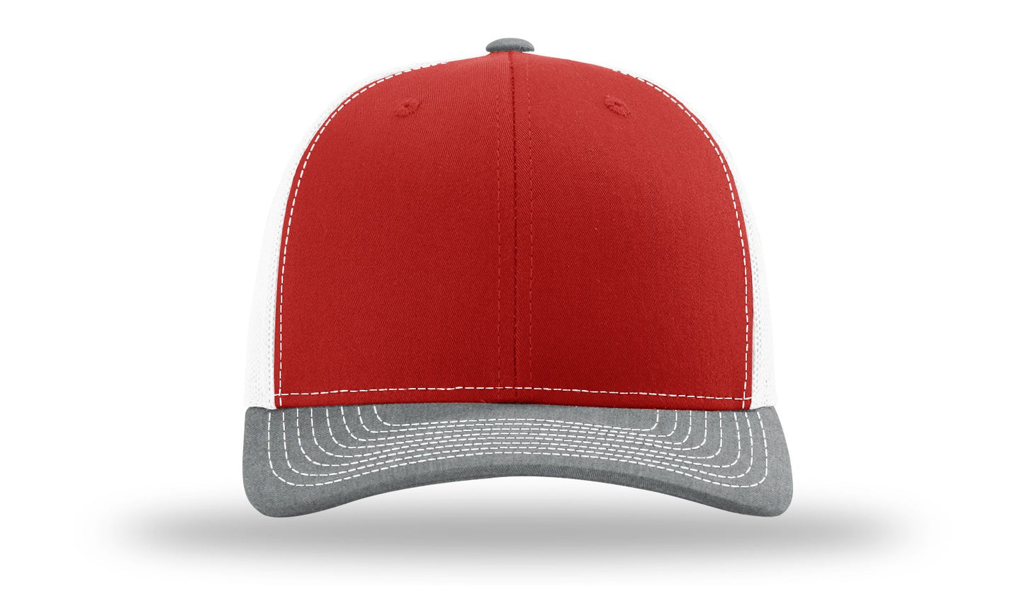 Richardson 112 Mesh Snapback Trucker Caps - Red/White/Silver