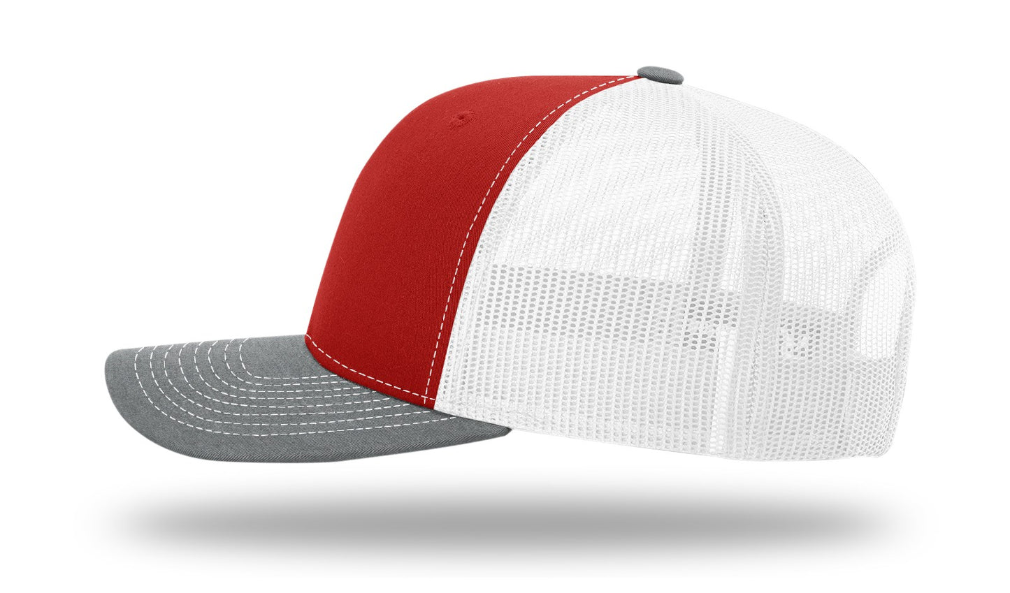 Richardson 112 Mesh Snapback Trucker Caps - Red/White/Silver