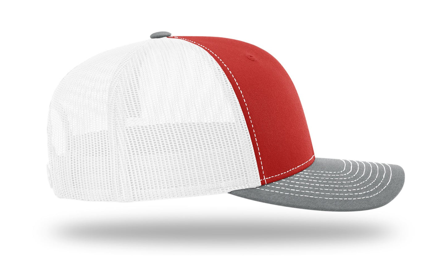 Richardson 112 Mesh Snapback Trucker Caps - Red/White/Silver