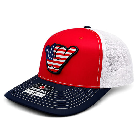 USA Flag PVC Patch Hang Loose - Richardson 112 Snapback Red/White/Navy