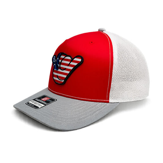 USA Flag PVC Patch Hang Loose - Richardson 112 Snapback Red/White/Silver