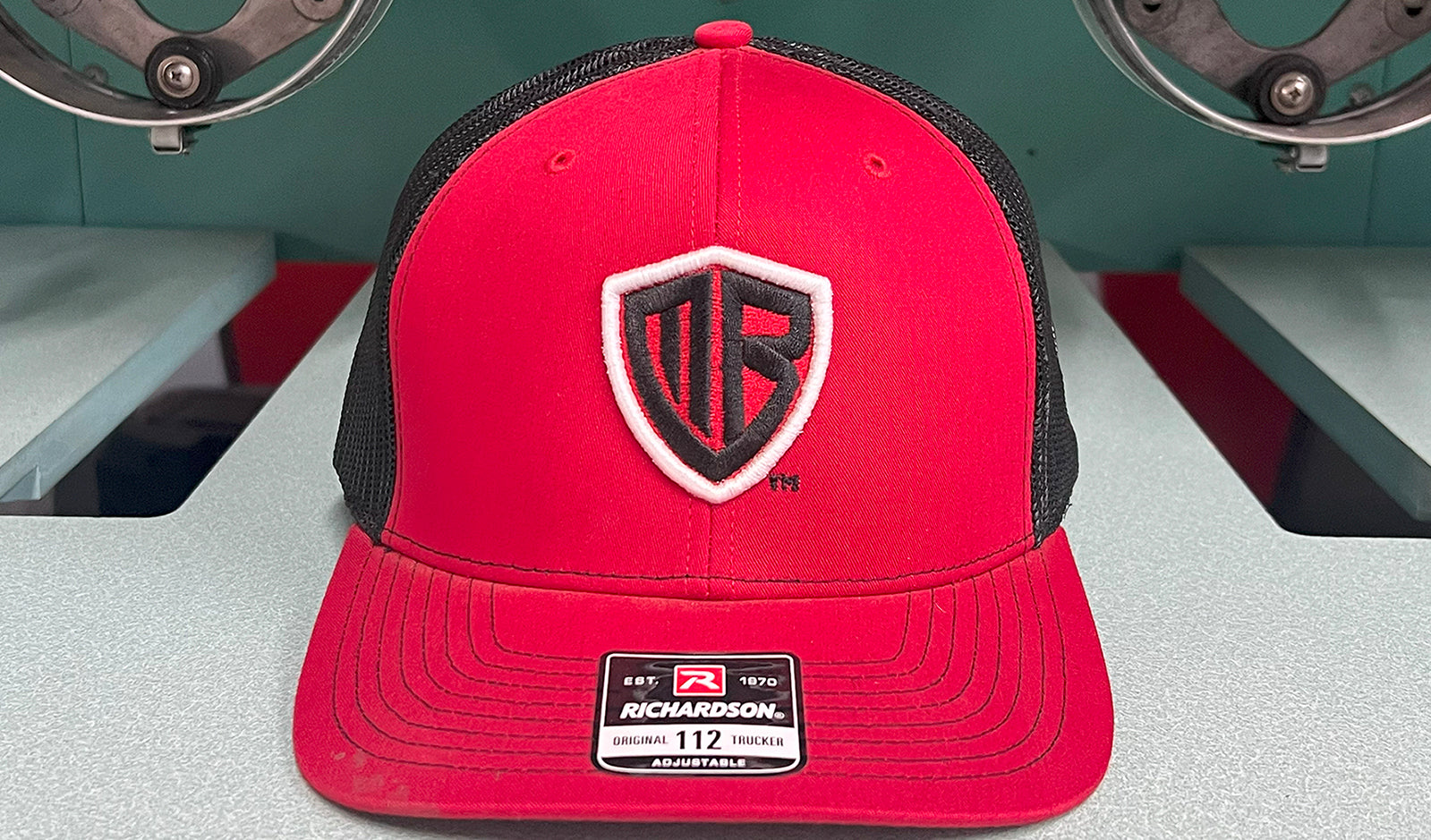 MB Shield 3D Puff - R112 Snapback - Red/Black – Myrtle Beach Hats™