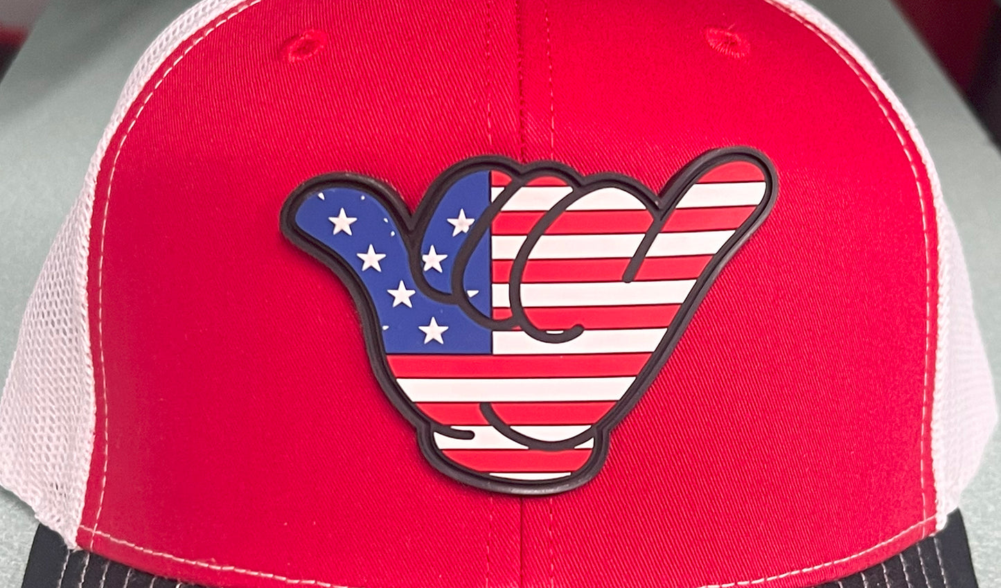 USA Flag PVC Patch Hang Loose - R112 SnapBack Red/White/Black