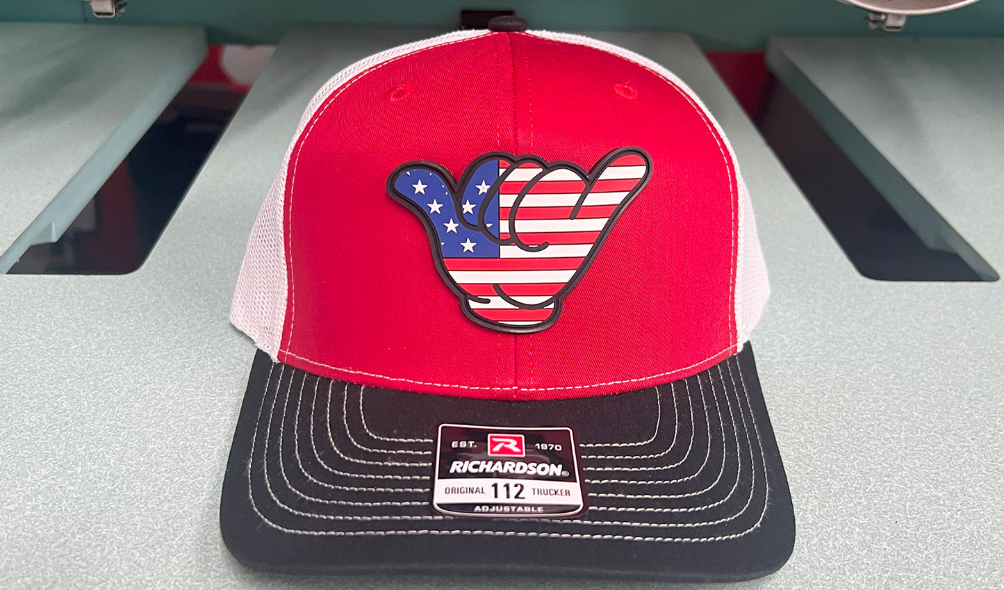 USA Flag PVC Patch Hang Loose - R112 SnapBack Red/White/Black