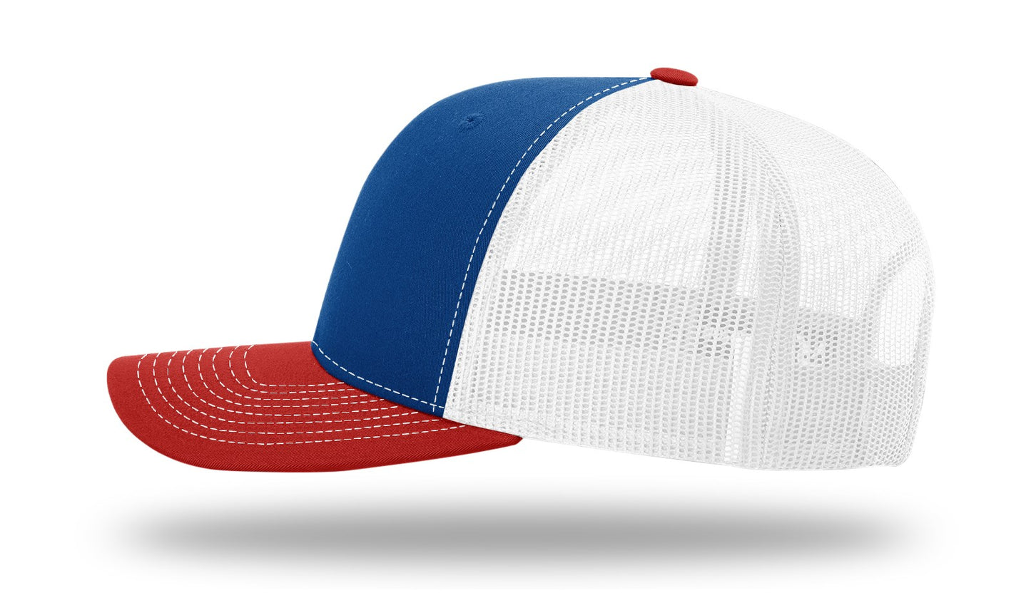 Richardson 112 Mesh Snapback Trucker Caps - Royal Blue/White/Red