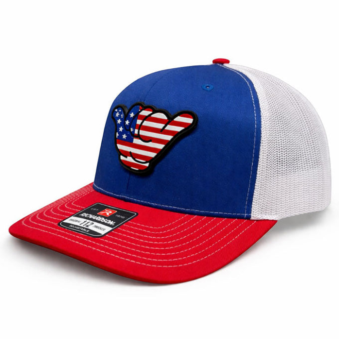 USA Flag PVC Patch Hang Loose - R112 Snapback Royal Blue/White/Red