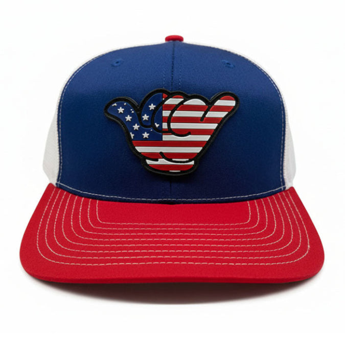 USA Flag PVC Patch Hang Loose - R112 Snapback Royal Blue/White/Red