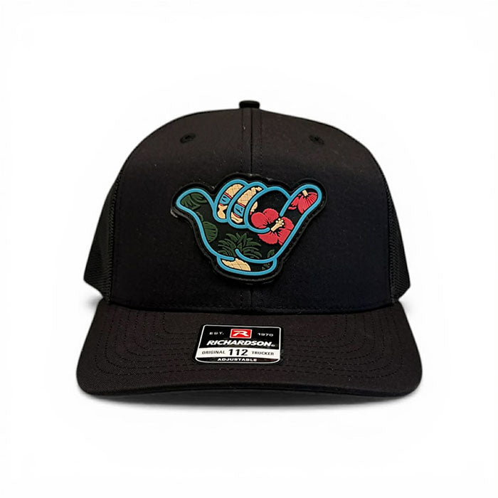 Hawaiian Hang Loose PVC Patch - Richardson 112 Snapback Solid Black