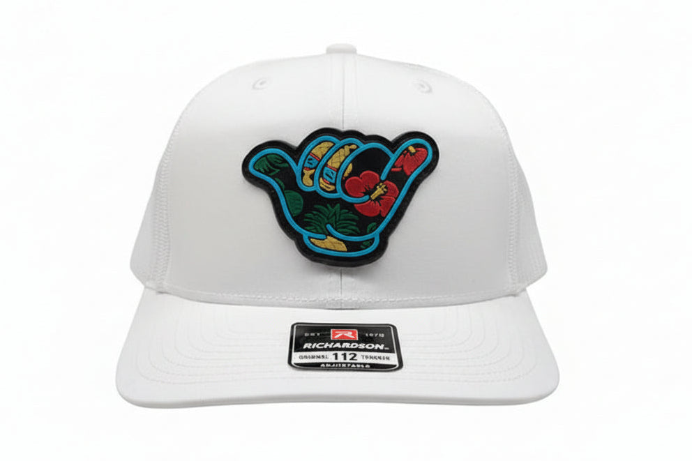Hawaiian Hang Loose PVC Patch - Richardson 112 Snapback Solid White