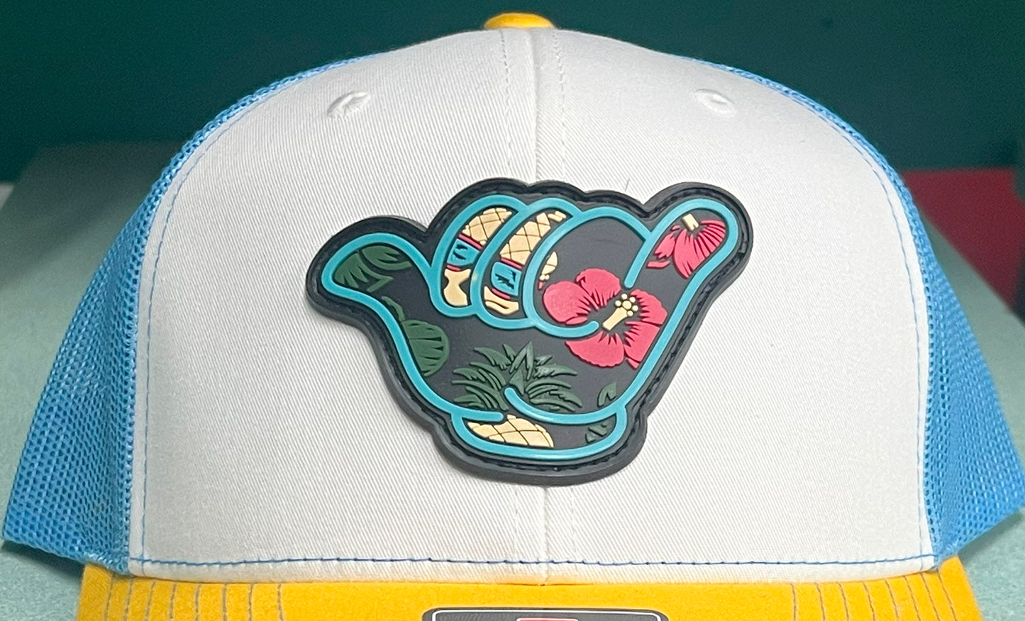 Angry Pineapple PVC Patch Hang Loose - R112 SnapBack White/Blue/Yellow